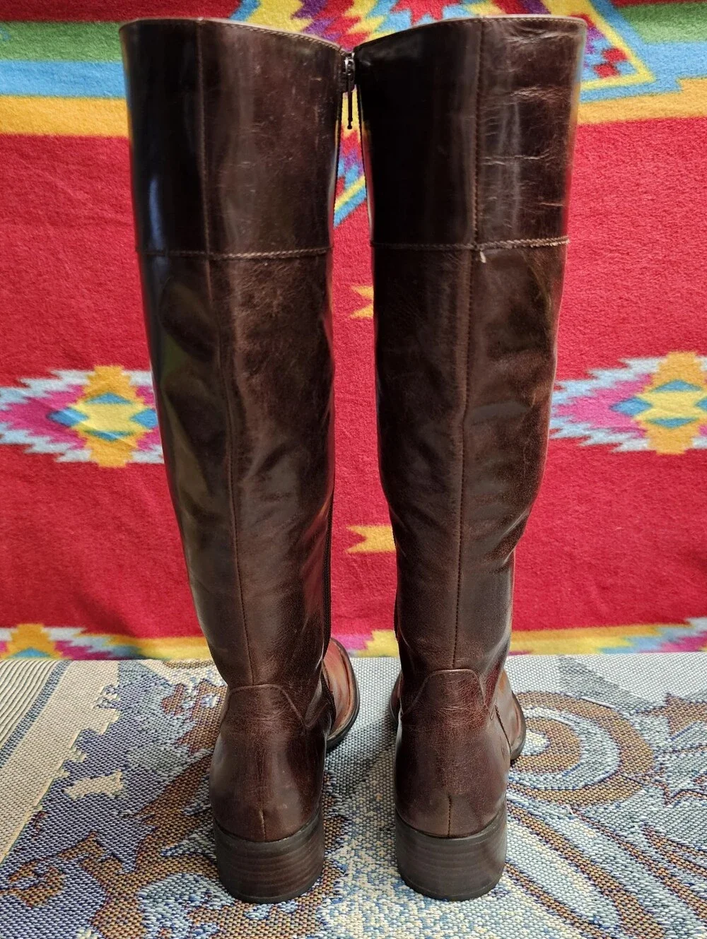 Born Knee High Boots Leather Riding Womens Size 7 / EU 38 Brown Side Zip - Picture 9 of 12
